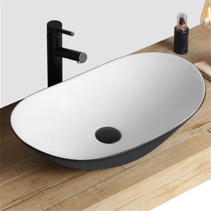 REA-U6600 - Lavabo sobre encimera ROYAL 36x62,5 cm cerámica/blanco/negro