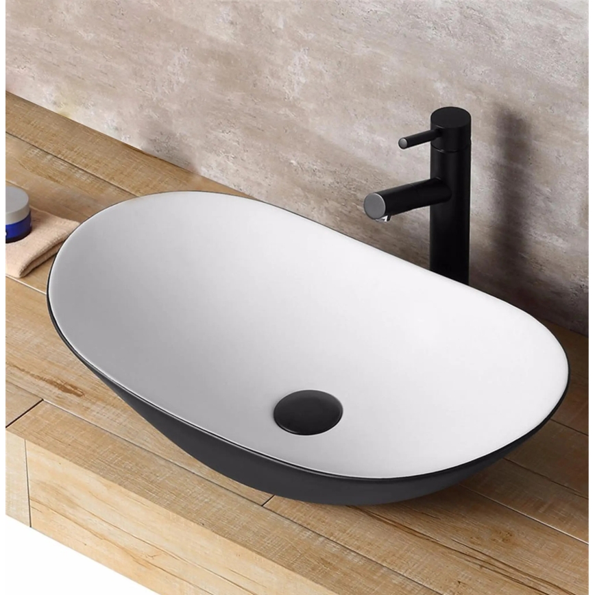 REA-U6600 - Lavabo sobre encimera ROYAL 36x62,5 cm cerámica/blanco/negro