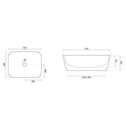 REA-U6616 - Lavabo sobre encimera FREJA 39,5x51 cm cerámica/blanco