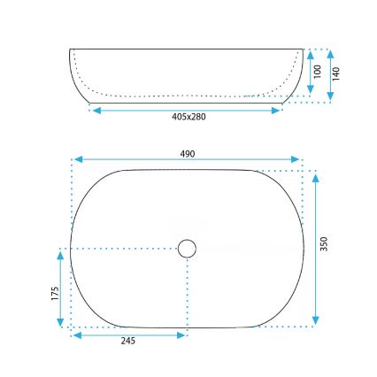 REA-U6620 - Lavabo de encimera LISA 35x49 cm cerámica/azul brillante