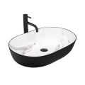 REA-U6625 - Lavabo sobre encimera CLEO 41x60,5 cm cerámica/negro/blanco/efecto mármol