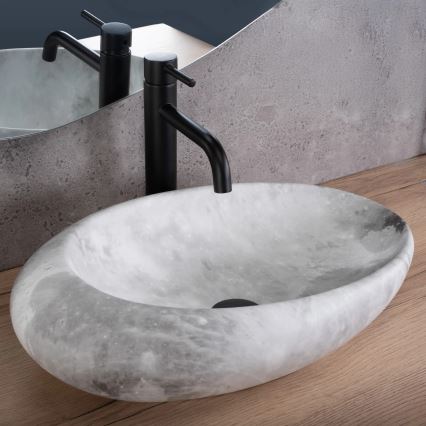REA-U6651 - Lavabo sobre encimera ROXY 31x49 cm cerámica/gris/efecto piedra