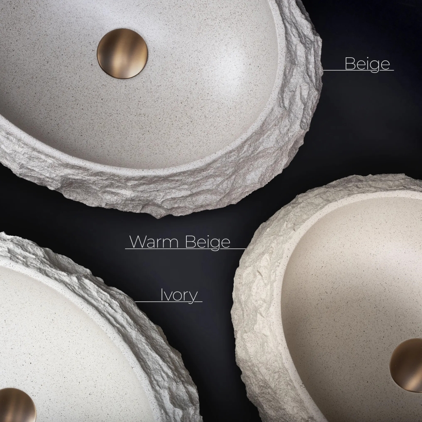 REA-U7347 - Lavabo sobre encimera MIKA 38x50 cm beige/imitación de piedra