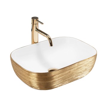 REA-U7422 - Lavabo sobre encimera BELINDA 33x46,5 cm cerámica/blanco/dorado