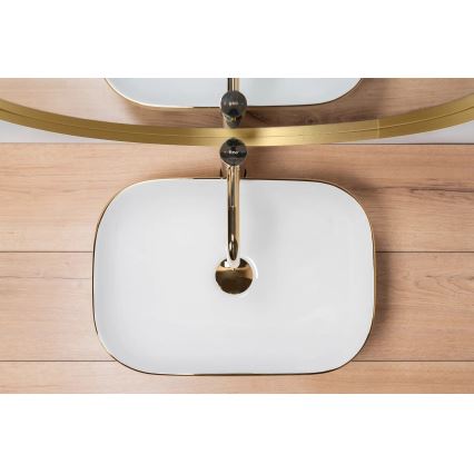 REA-U7422 - Lavabo sobre encimera BELINDA 33x46,5 cm cerámica/blanco/dorado