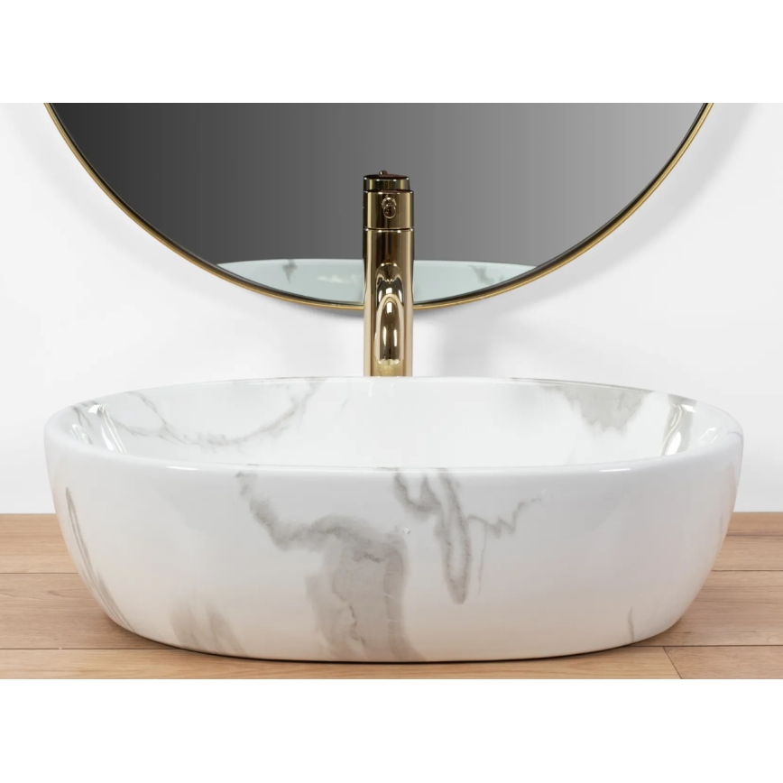 REA-U8001 - Lavabo sobre encimera AMELIA 34,5 x 48 cm cerámica/efecto mármol