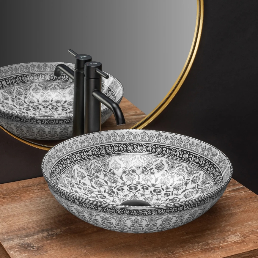 REA-U8002 - Lavabo sobre encimera ARTE 40 cm cerámica/blanco/negro