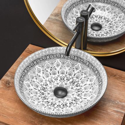 REA-U8002 - Lavabo sobre encimera ARTE 40 cm cerámica/blanco/negro