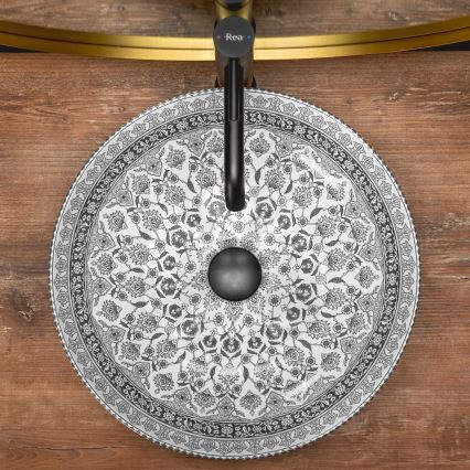 REA-U8002 - Lavabo sobre encimera ARTE 40 cm cerámica/blanco/negro