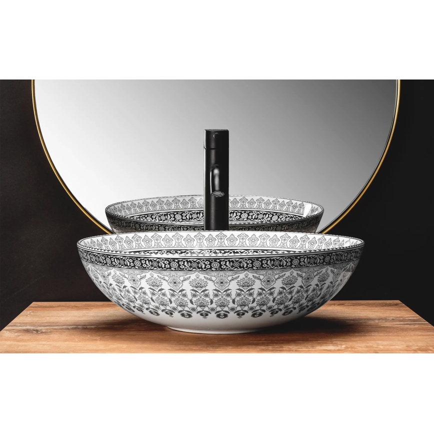 REA-U8002 - Lavabo sobre encimera ARTE 40 cm cerámica/blanco/negro