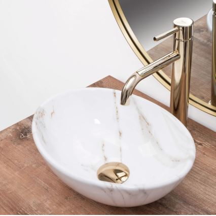 REA-U8014 - Lavabo sobre encimera SOFIA MINI 27x34 cm cerámica/efecto mármol