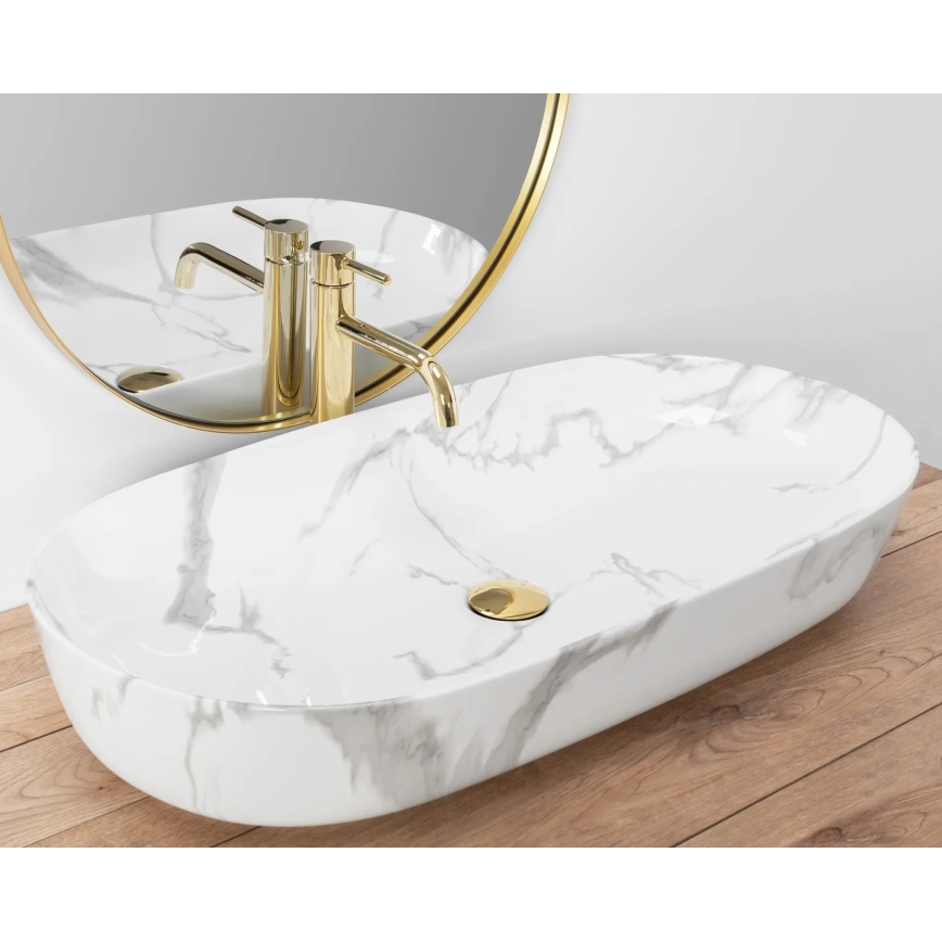 REA-U8403 - Lavabo sobre encimera CLEO 41x81 cm cerámica/efecto mármol