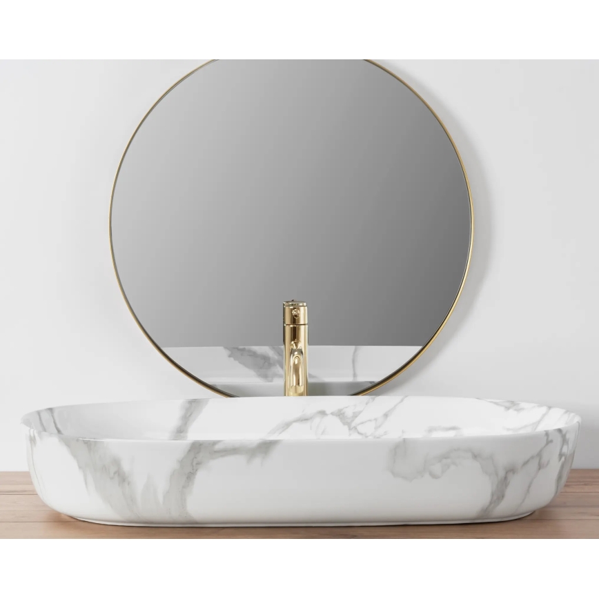 REA-U8403 - Lavabo sobre encimera CLEO 41x81 cm cerámica/efecto mármol