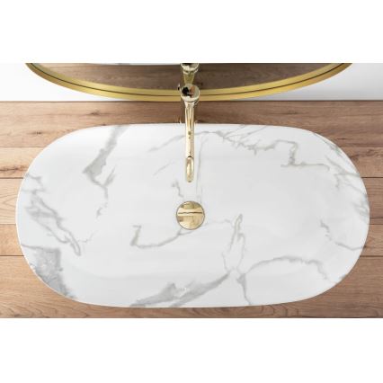 REA-U8403 - Lavabo sobre encimera CLEO 41x81 cm cerámica/efecto mármol