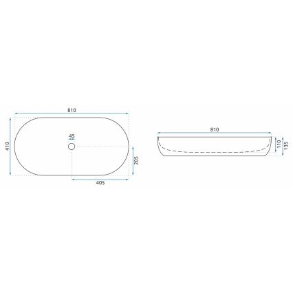 REA-U8403 - Lavabo sobre encimera CLEO 41x81 cm cerámica/efecto mármol