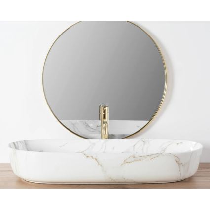 REA-U8404 - Lavabo sobre encimera CLEO 41x81 cm cerámica/blanco/decoración de mármol