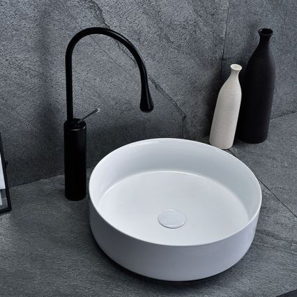 REA-U8493 - Lavabo sobre encimera ELMA Ø 45 cm, cerámica, blanco brillante