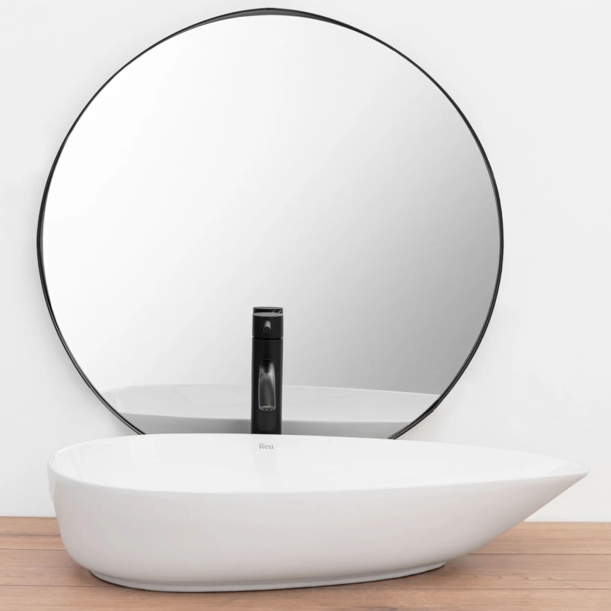 REA-U8537 - Lavabo para encimera GRETA 40 x 65,5 cm cerámica/blanco brillante