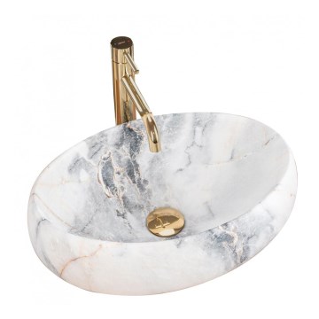 REA-U8567 - Lavabo sobre encimera LINDA 34x48,5 cm cerámica/decoración efecto mármol