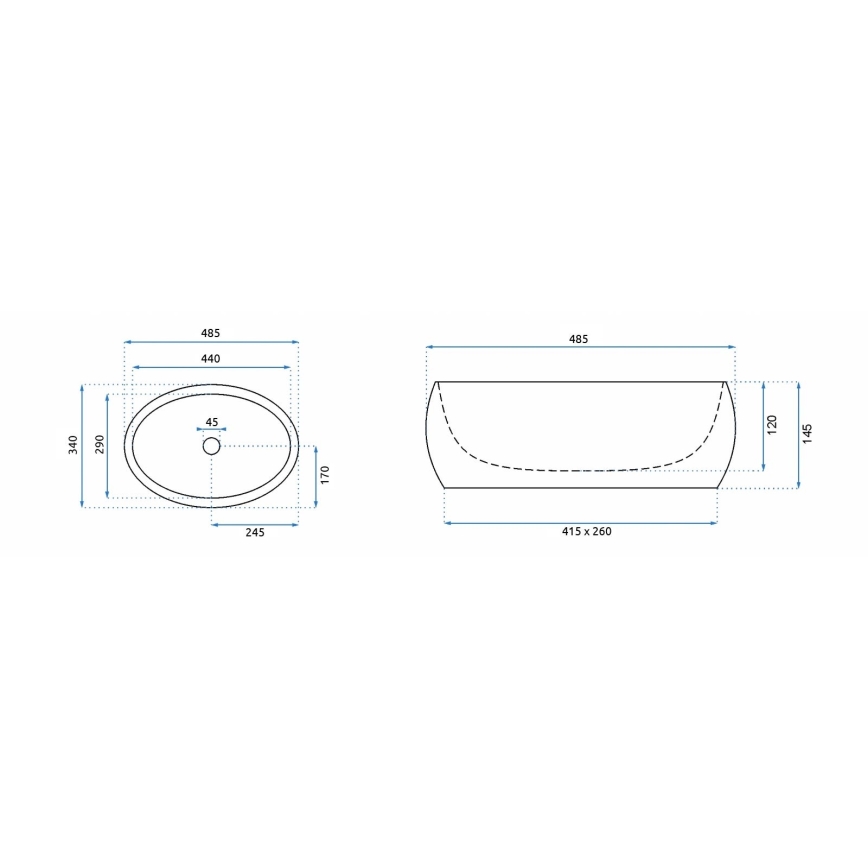 REA-U8567 - Lavabo sobre encimera LINDA 34x48,5 cm cerámica/decoración efecto mármol