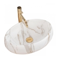 REA-U8568 - Lavabo sobre encimera LINDA 34x48,5 cm cerámica/efecto mármol