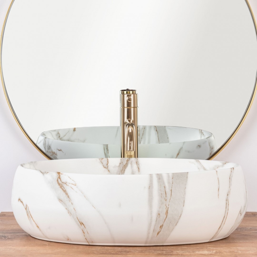 REA-U8568 - Lavabo sobre encimera LINDA 34x48,5 cm cerámica/efecto mármol