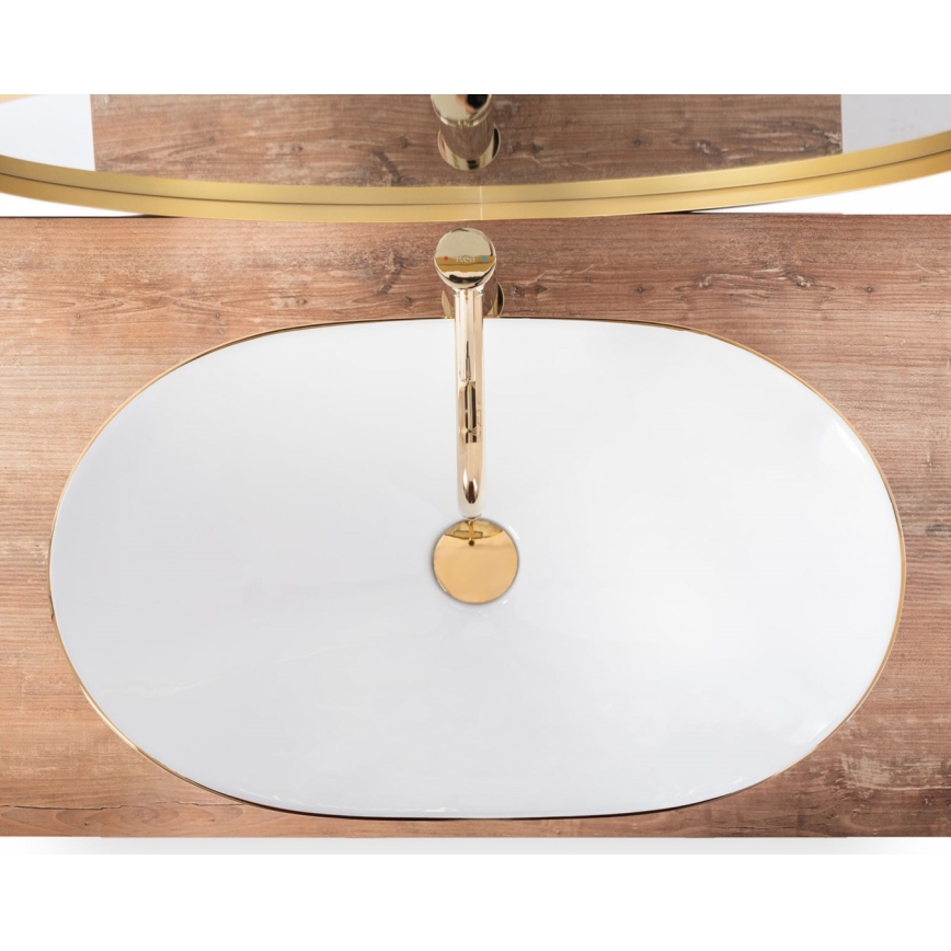 REA-U8570 - Lavabo sobre encimera ROYAL 36x62 cm cerámica/blanco brillante/dorado