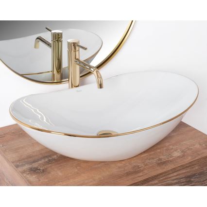 REA-U8570 - Lavabo sobre encimera ROYAL 36x62 cm cerámica/blanco brillante/dorado
