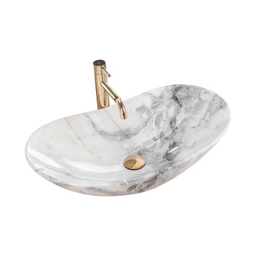 REA-U8596 - Lavabo sobre encimera ROYAL 36x62,5 cm cerámica/blanco/gris/efecto piedra