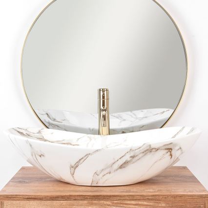 REA-U8597 - Lavabo sobre encimera ROYAL 36x62 cm cerámica con acabado efecto mármol