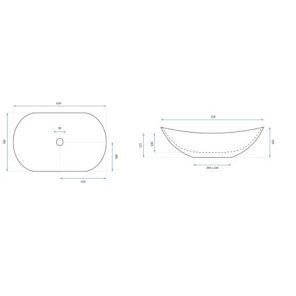 REA-U8597 - Lavabo sobre encimera ROYAL 36x62 cm cerámica con acabado efecto mármol
