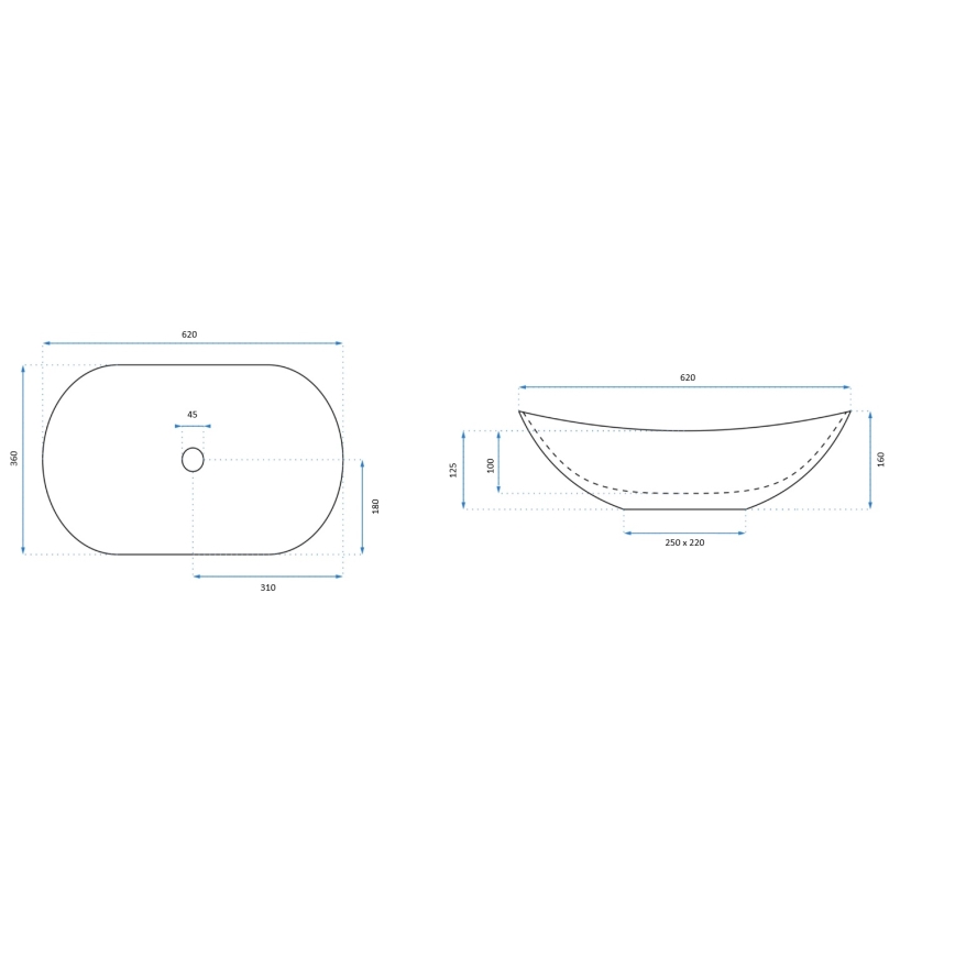 REA-U8597 - Lavabo sobre encimera ROYAL 36x62 cm cerámica con acabado efecto mármol