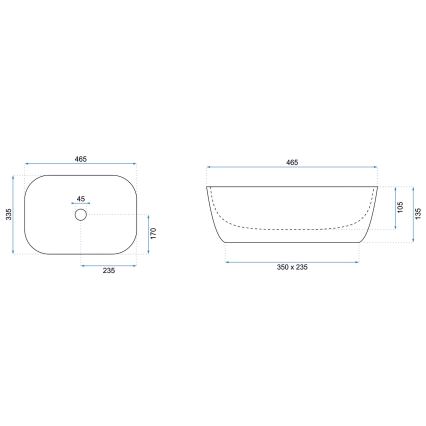 REA-U8736 - Lavabo sobre encimera BELINDA 33,5x46,5 cm cerámica/blanco/dorado