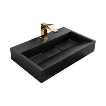 REA-U8779 - Lavabo sobre encimera GOYA 37x60 cm conglomerado/negro mate
