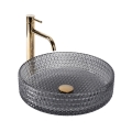 REA-U8880 - Lavabo sobre encimera CRISTAL Ø 39 cm cristal/gris ahumado