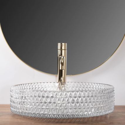 REA-U8881 - Lavabo de encimera CRISTAL, Ø 39 cm, vidrio transparente