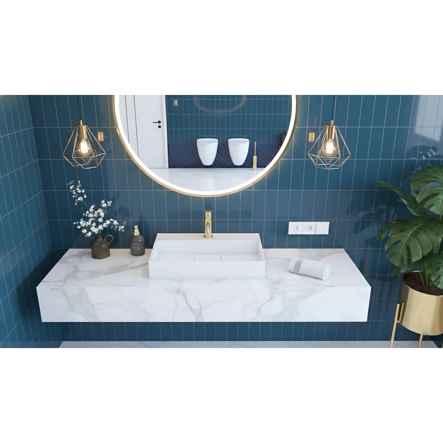 REA-U8900 - Lavabo sobre encimera GOYA 37x50 cm aglomerado/blanco mate