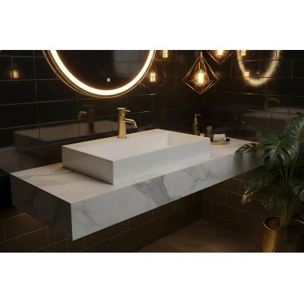 REA-U8901 - Lavabo sobre encimera GOYA 37x60 cm conglomerado/blanco mate
