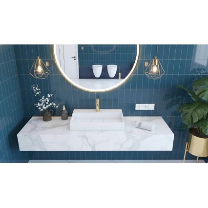 REA-U8901 - Lavabo sobre encimera GOYA 37x60 cm conglomerado/blanco mate