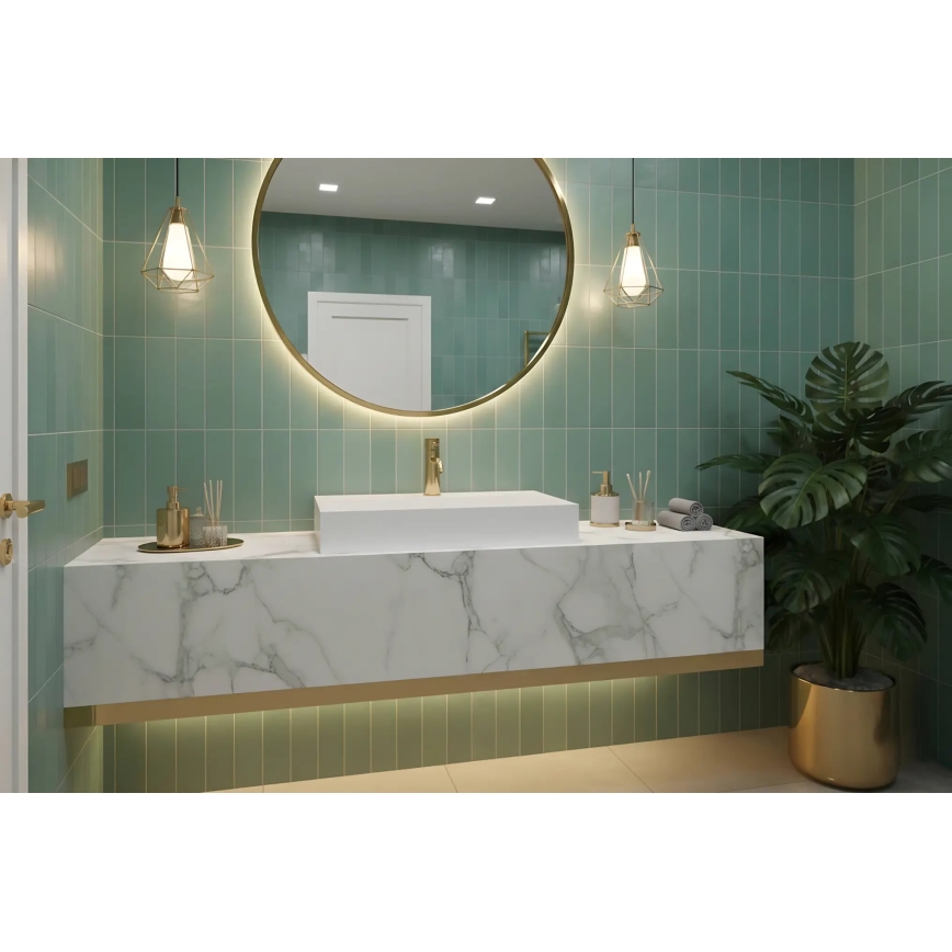 REA-U8902 - Lavabo para encimera GOYA 46 x 70 cm, conglomerado, blanco mate