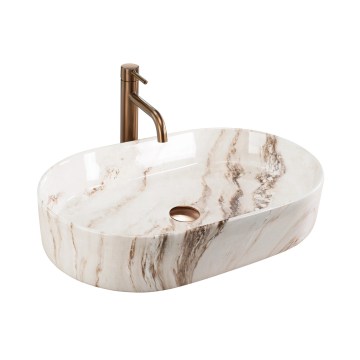 REA-U9239 - Lavabo sobre encimera NADIA 38,5x61 cm cerámica/beige/efecto piedra