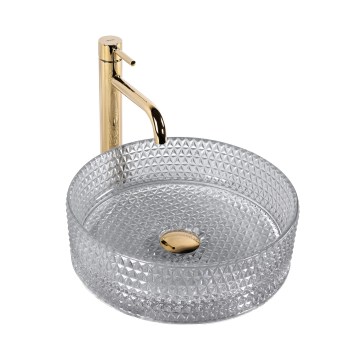 REA-U9615 - Lavabo sobre encimera CRISTAL Ø 35,5 cm vidrio/gris