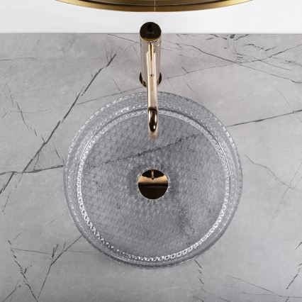 REA-U9615 - Lavabo sobre encimera CRISTAL Ø 35,5 cm vidrio/gris