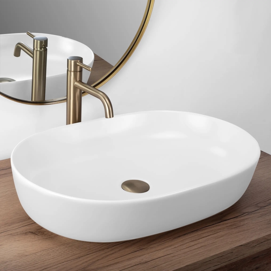 REA-U9653 - Lavabo para encimera CLEO 41x60,5 cm cerámica/blanco mate