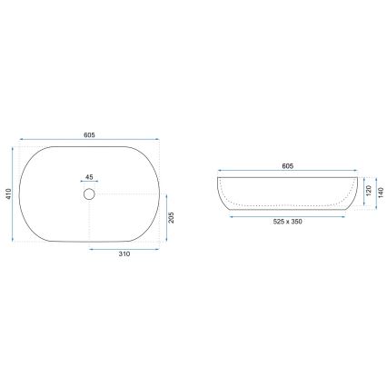 REA-U9653 - Lavabo para encimera CLEO 41x60,5 cm cerámica/blanco mate