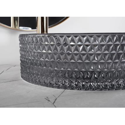 REA-U9671 - Lavabo sobre encimera CRISTAL Ø 35,5 cm cristal/gris ahumado