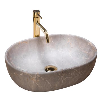 REA-U9887 - Lavabo sobre encimera LARA 35x48,5 cm cerámica/gris/acabado efecto mármol