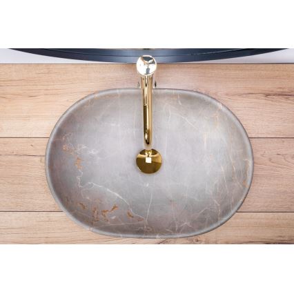 REA-U9887 - Lavabo sobre encimera LARA 35x48,5 cm cerámica/gris/acabado efecto mármol