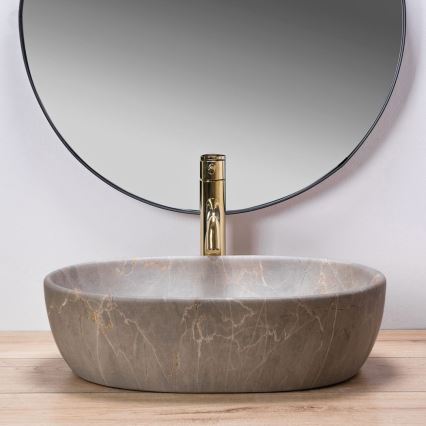 REA-U9887 - Lavabo sobre encimera LARA 35x48,5 cm cerámica/gris/acabado efecto mármol