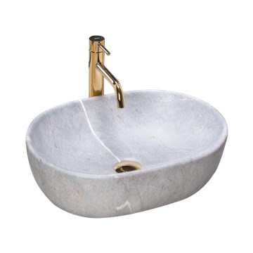 REA-U9889 - Lavabo sobre encimera LARA 35x48,5 cm cerámica/gris/efecto piedra